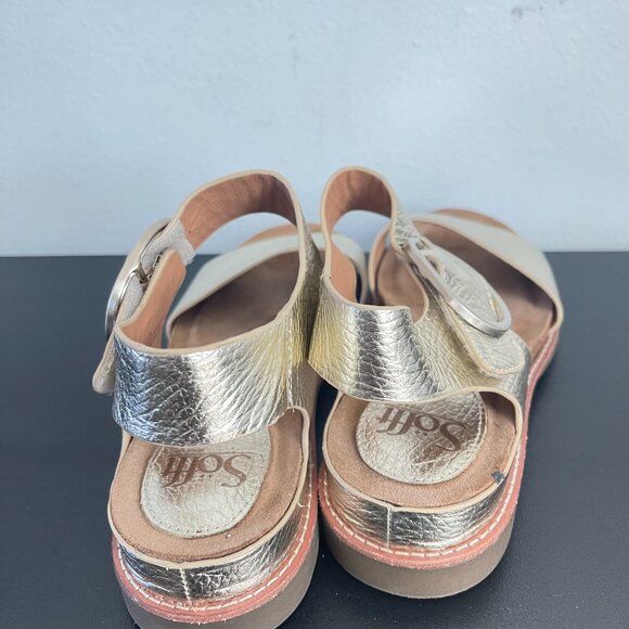 SOFFT Women's Sandal Sofft Bali anthracite metallic silver leather shoe size 7,5 - Picture 12 of 16